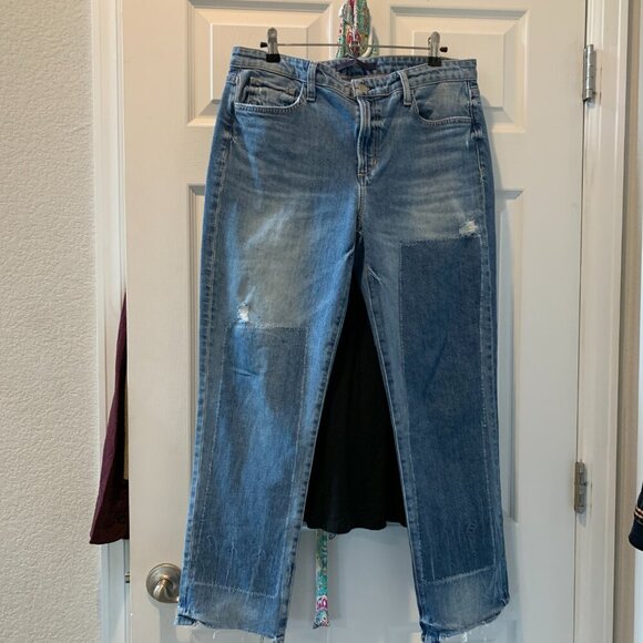 Joe's Jeans The Lara Cropped Mid-Rise Jeans Distressed Patch Work  Sz 31 # - Picture 1 of 7